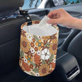 Car Trash Can with Hanging for Back Seat, Car Accessories for Women Men Automotive Garbage Cans Vehicle Trash Can for Truck SUVOrange Hippie Floral