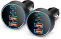 Car Charger USB C, 2 Pack 4-Port 90W Fast Charging Car Phone Charger Accessories Dual USB-C & USB-A Cargador Carro Cigarette Lighter Adapter for iPhone 17 16 15 14 13 12, iPad, Galaxy, Tablet, Android