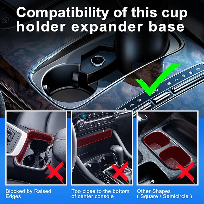 Cup Holder Expander, Automatic Car Cup Holder Expander Holds Large Water Bottles, for Yeti, Stanley, Owala Travel Tumbler & Mugs, Adjustable Arms & Extendable Base Insert Accessories (CH03T, 2PACK)