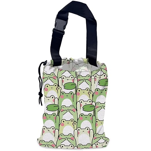 NHNXHWIA Cute Frog Car Garbage Bag,Waterproof Small Car Trash Bag Hanging Back of Seat,Drawstring Hanging Car Trash Bag with Adjustable Buckle for Car Accessories