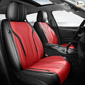 FEINEPRO Leather Car Seat Covers Full Set, Breathable Faux Leather Seat Covers for Cars SUV Sedan Waterproof BlackRed