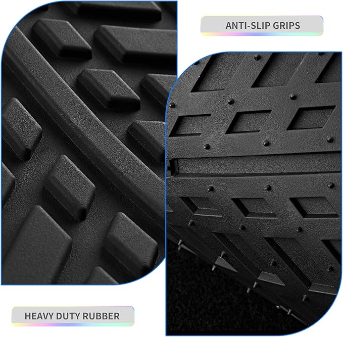 PIC AUTO Car Floor Mats, Blue Aluminum-Molded with Full-Circle Iridescent Inlay Strip Car Mats, Universal-Fit Rubber Mats for Cars, Trucks & SUVs, All-Weather, Non-Slip, Easy-to-Clean Interior Mats