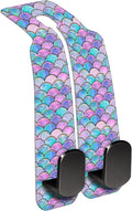 Car Headrest Purse Hanger Watercolor Mermaid Fish Scale 1 Pack Bag Purse Holder for Car Premium Leather Double Metal Hook for Handbags, Grocery Bags and Phones