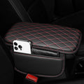 Car Center Console Cover Fit for Mitsubishi Outlander - Upgraded Faux Leather Armrest Cushion with 2 Storage Pockets - Waterproof & Durable Armrest Protector for Car (Black & Redline)