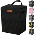 Pritent Car Trash Can with Lid, Cute Leakproof Car Trash Garbage Bag Hanging Vehicle Trash Bin Small Portable Automotive Garbage Cans Organizer for Back/Front Seat/Console(2.8 Gallons,Black)