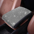 Bling Car Armrest Cover with Memory Foam Cushion Pad & Rhinestones, Universal Diamond Center Console Cover for Cars, Bling Middle Console Cover, Bling Car Accessories for Women, White