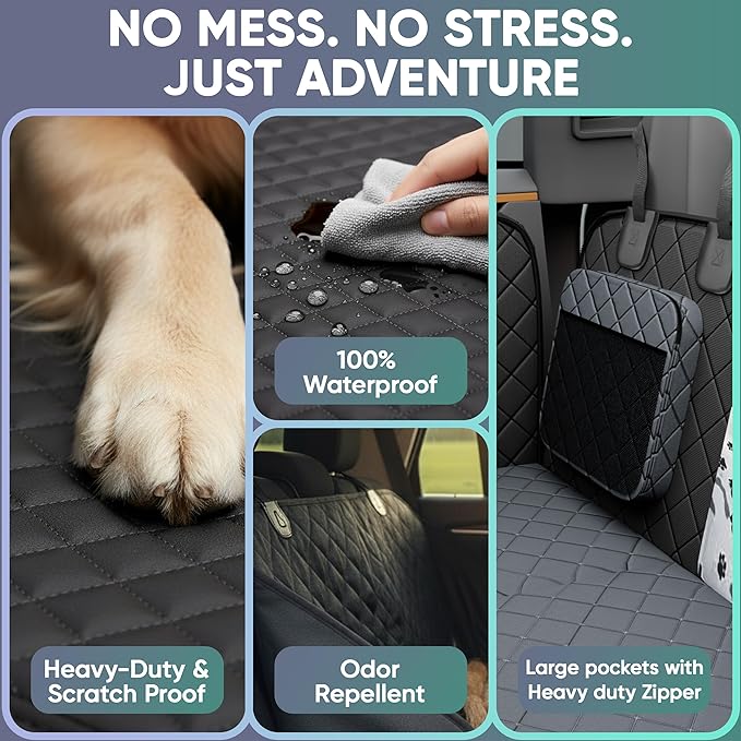 Sajoda Hard Bottom Dog Car Seat Cover for Back Seat, 900D Oxford Waterproof Pet Seat Extender Supports 400lbs, Car Seat Protector and Hammock for Dogs, Compatible with Car, Small SUV & Truck