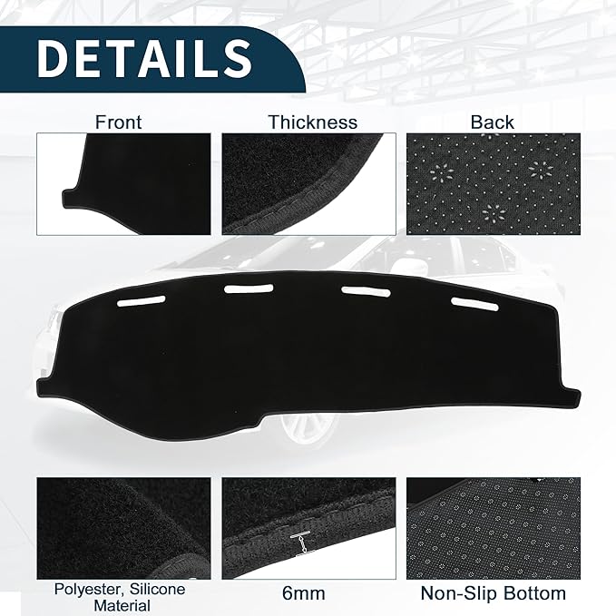 Dash Cover for Honda Civic Non-Slip | Center Console Dashboard Cover Mat Black 1 Pcs
