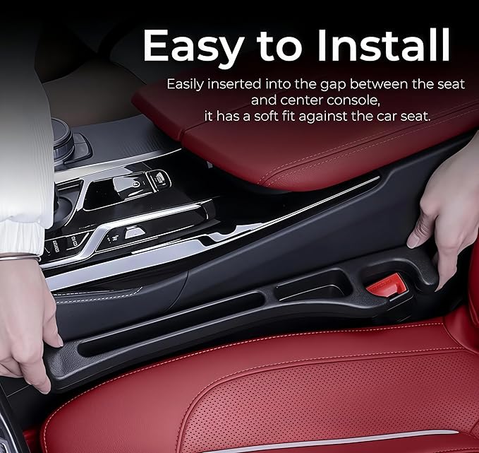 Car Seat Gap Filler Set of 2, Soft Foam Multifunctional Seat Side Gap Filler with Organizer, Universal Fit Car SUV, Truck Fill The Gap Between Seat & Console(Black)
