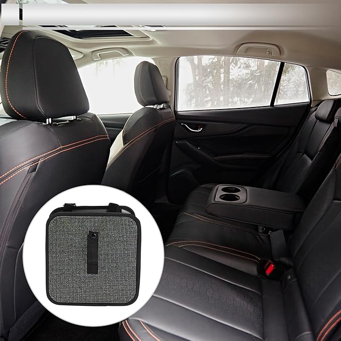 1 Pcs Universal Car Trash Can Hanging 9.1" Length 5.5" Width 9.1" Height Trash Bin Multicolor Fabric Rhinestone