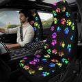Qeluxign 5 Piece Car Seat Covers Set for Women Men Rainbow Paw Print PU Leather Seat Covers Belt Pads and Armrest Cover Universal Fit Car Accessories