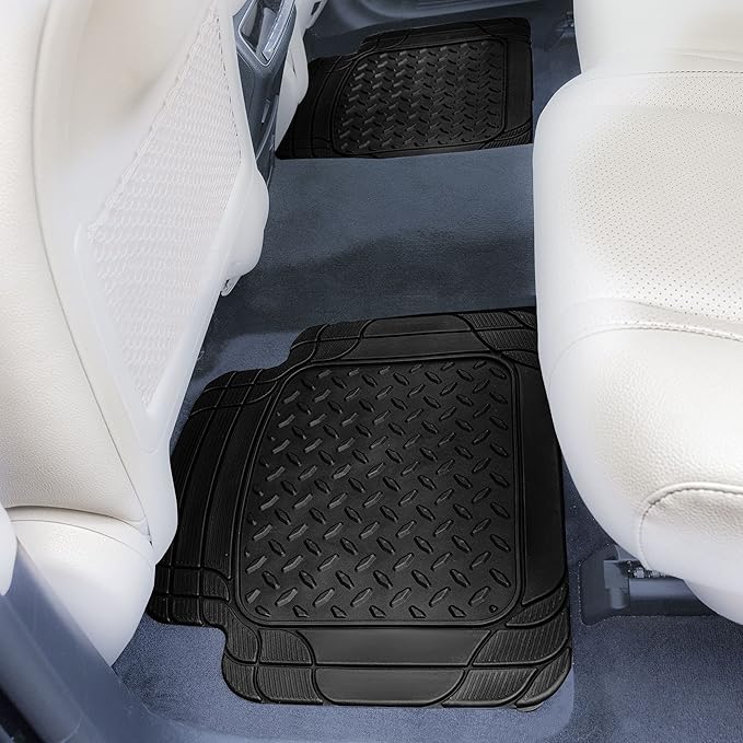 FH Group Auto Rubber Mats - Heavy-Duty, Universal Fit Full Set, Climaproof, Trimmable for Sedan, SUV, Truck Mats - Footprint Dresign, Pink