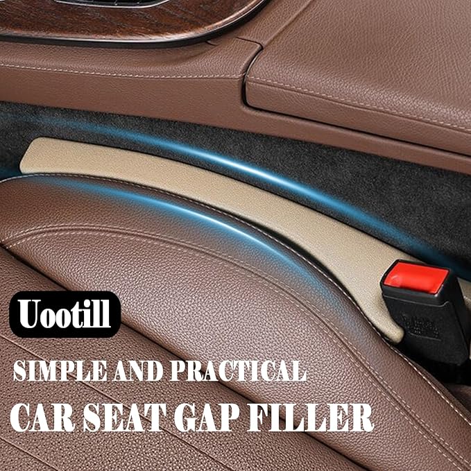 Uootill Car Seat Gap Filler Set of 2,Seat Gap Organizer, No Drop Seat Guard,Car Seat Accessories,Drop seat Gap fillers Between Seat and Console Stop Things from Dropping (Beige)