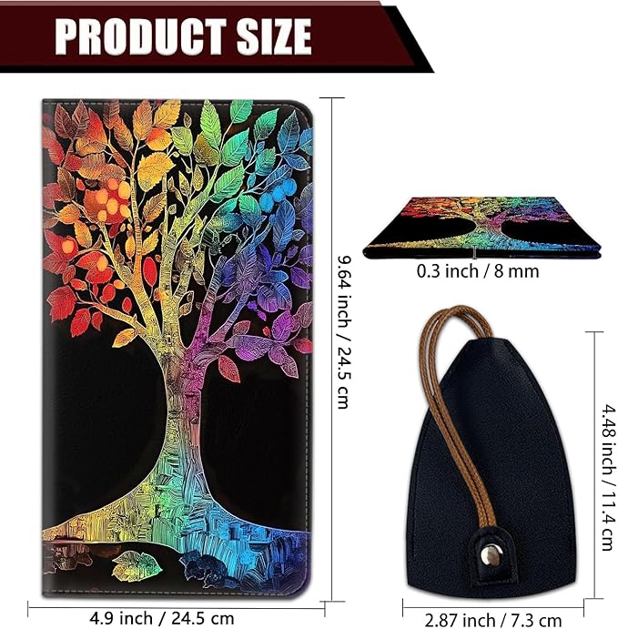 Car Document Holder with Magnetic Shut, Car Registration and Insurance Card Holder, Vehicle Glove Box Organizer Documents, Driver License, Auto Paperwork Organizer Wallet, Colorful Tree Pattern