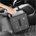 Bling Car Trash Can with Rhinestone,Foldable Car Garbage Can for In-Vehicle Waste Disposal,Multipurpose Hanging Back Seat Organizer & Decorations Fit for Most Cars Trucks
