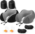 CloudBliss Travel Pillow Premium Memory Foam, Comfortable & Supportive Neck Pillow, Neck Pillows for Sleeping Travel, Airplane Pillow for Sleeping Airplane, Car, Office and Home（Black & Dark Grey）