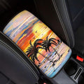 Beach Palam Tree Car Center Console Cover Washable Car Accessories Cars Armrest Box Pad for Comfortable Support, Universal Armrest Cover for Vehicles Truck SUV