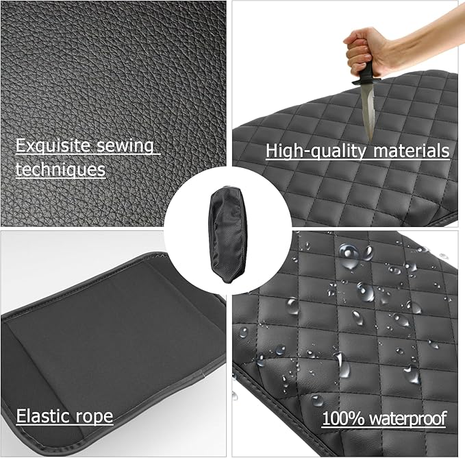 LUWU Grand Cherokee Center Console Cover Compatible with 2022 2023 2024 2025 Jeep Grand Cherokee Accessories Grand Cherokee Armrest Console Cover Armrest Cover Center Console Pad Soft Leather Black