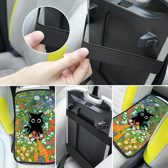 Auto Center Console Cover,Black Cat3 Soft Waterproof Car Center Console Cover,Universal Fit for Most Vehicle SUV Truck Accessories Decor