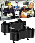 Car Headrest Backseat Cup Holder 3.7" with Organizer, High Capacity 4 in 1 Seat Back Organizer with Headrest Hooks, Multifunctional Storage for Car Travel Accessories Compatible with Most Vehicles