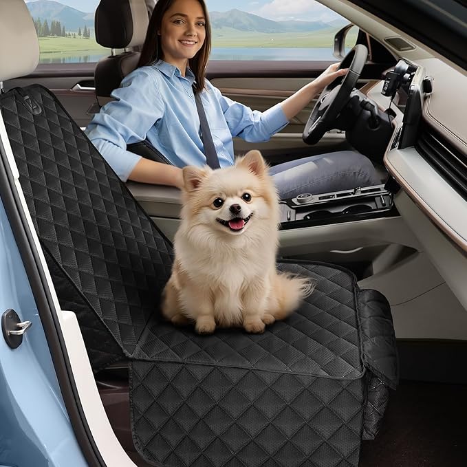 Smatto Dog Car Seat Cover, 2 Pack Waterproof Pet Front Seat Car Cover, Full Protection Dog Seat Protector with Side Flaps, Universal Size for Cars, Trucks, SUVs
