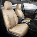 FEINEPRO Beige Car Seat Covers Only Front 2pc - Breathable Faux Leather Universal Seat Covers for Cars, Automotive Protector Fit for Most Sedan SUV Pick-up Truck