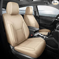 FEINEPRO Beige Car Seat Covers Full Set - Breathable Faux Leather Universal 5 Seat Covers for Cars, Automotive Protector Fit for Most Sedan SUV Pick-up Truck