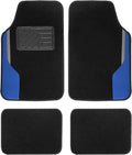 FH Group Color-Block Carpet Car Floor Mats – Non-Slip, Faux Leather Accents, Universal Fit for Sedan, SUV & Truck – Full Set Blue