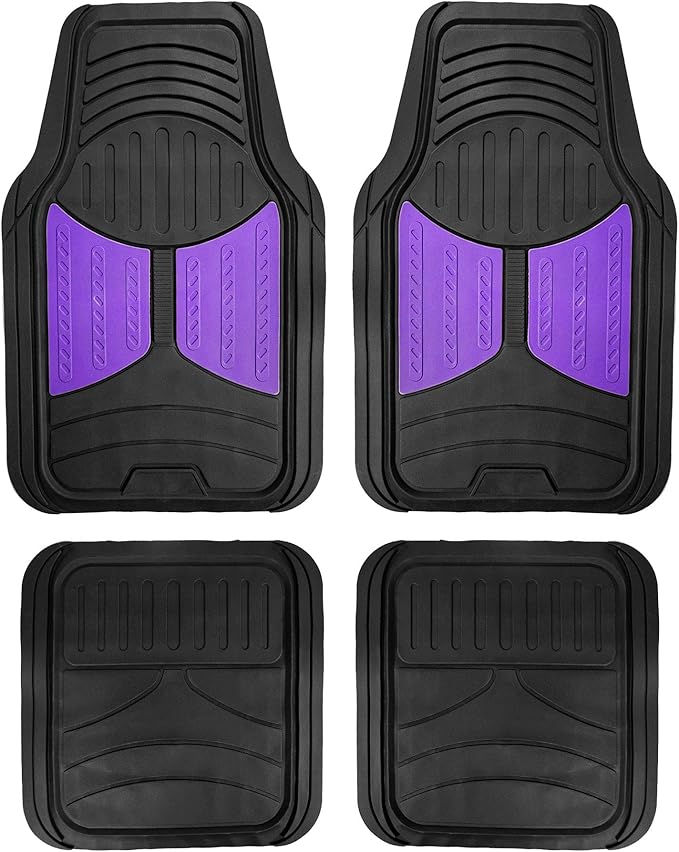 TLH Monster Eye Car Trimmable Floor Mats - Heavy-Duty Purple Rubber Floor Mats for Cars, Universal Fit Full Set, Climaproof™ Waterproof Floor Mats for Most Cars, Sedan, SUV, Truck Floor Mats