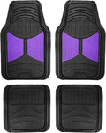 TLH Monster Eye Car Trimmable Floor Mats - Heavy-Duty Purple Rubber Floor Mats for Cars, Universal Fit Full Set, Climaproof™ Waterproof Floor Mats for Most Cars, Sedan, SUV, Truck Floor Mats