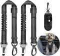Dog Seat Belt for Car, Dog Car Harness Dog Seatbelt in Car, Safety Leash with Woven Elastic Nylon Buffer Adjustable Rotating Buckle and Dog Poop Bags (19.6-31.5in, Black,Two Pack)