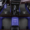 Custom Making Car Floor Mats for 98% Sedan SUV Car Protection Full Coverage Mats Anti-Slip Leather Floor Liners All Weather Car Floor Mats (Black+Blue Side)