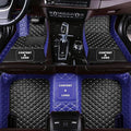 Customize Making Car Floor Mats for 99.99% Sedan SUV Pickup Truck Full Coverage Men Women Cute Leather Protection Pads Non-Slip Floor Liners (Black+Blue Side)