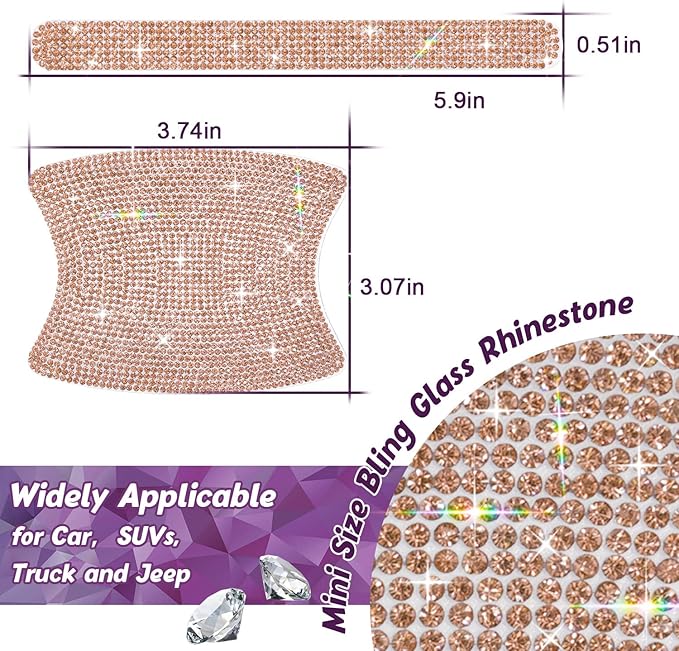Gengki 10Pcs Car Door Handle Bling Rhinestones Stickers Universal Auto Door Handle Scratch Cover Guard Protective Film Pad (Champagne)