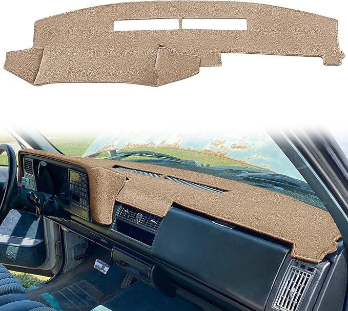Yiz Dash Cover Mat for Chevy Chevrolet Silverado/GMC Sierra C1500 C2500 C3500 K1500 K2500 K3500 Pickup Truck 1988-1994, 1992-94 GMC Yukon/Chevy Blazer Suburban Dashboard Pad Carpet (88-94 Beige) Y25