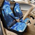 Psesaysky 5PCS Leather Auto Interior Decor, Blue Starry Sky Universal 2 Front Seat Covers, Armrest Cover, 2 Seat Belt Covers, Car Accessories Gift Set for Men Women