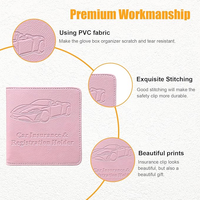 Kewucn Car Registration and Insurance Card Holder, Premium Leather Glove Box Organizer, Magnetic Closure Auto Document Holder for Driver License and Cards, Perfect for Most Cars