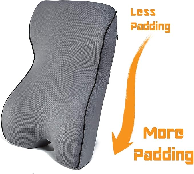 Castle Knight Soft Memory Foam Back Cushion - Tapered Support More Foam in The Lower Back and Less Foam in The Middle and Upper Back for Home, Office, Auto, and Travel (Knight Size, Stone)