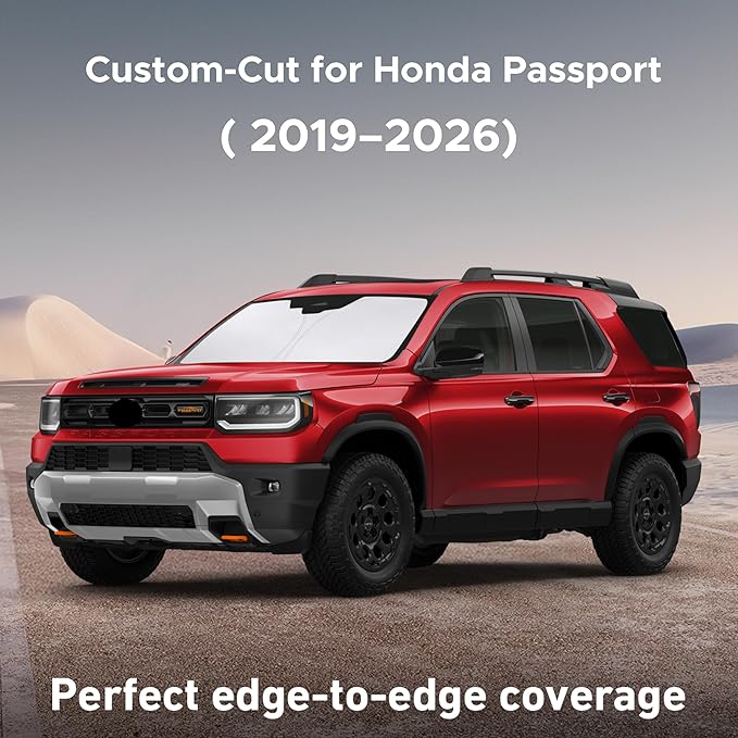 EcoNour Windshield Sun Shade for Honda Passport 2019–2020 2021 2022 2023 2024 2025 2026, Sun Visor for Front Windshield & Window Sunshade Cover, UV Heat Blocker & Protector, Car Accessories