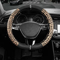 Road Comforts Leopard Steering Wheel Cover - Made with PVC Leather Cheetah Print, D-Shaped Automotive Steering Wheels - Anti-Slip, Universal Fit 14 1/2 inches to 15 inches - Black