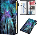 RAUEDWDJS Car Registration and Insurance Holder,Leather Vehicle Glove Box Organizer Wallet Case for Driver's License,ID Key Information Cards-Sky