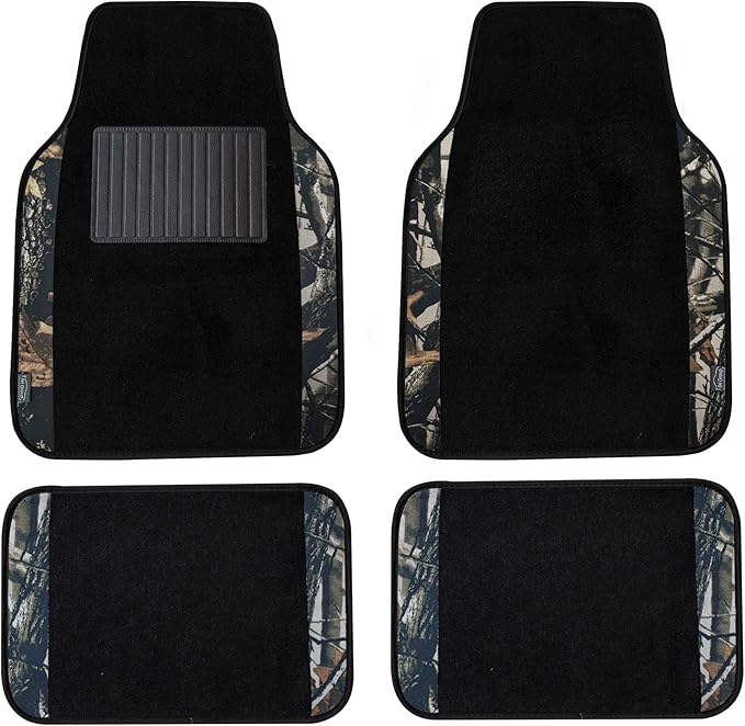 FH Group Automotive Floor Mats – Universal Fit Premium Carpet Car Mats with Driver Heel Pad, Full Set for Cars, SUVs & Trucks - Camo