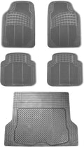 FH Group Trimmable Non-Slip Rubber Floor Mats Full Set - Universal Fit for Cars Trucks and SUVs (Gray) F11305 + F16400