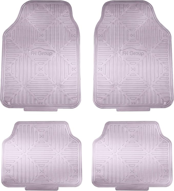 FH Group Automotive Floor Mats - Heavy-Duty Metallic Rubber Floor Mats for Cars, Universal Fit Full Set, Climaproof Floor Mats, Trimmable Floor Mats for Most Sedan, SUV, Truck Floor Mats Charcoal