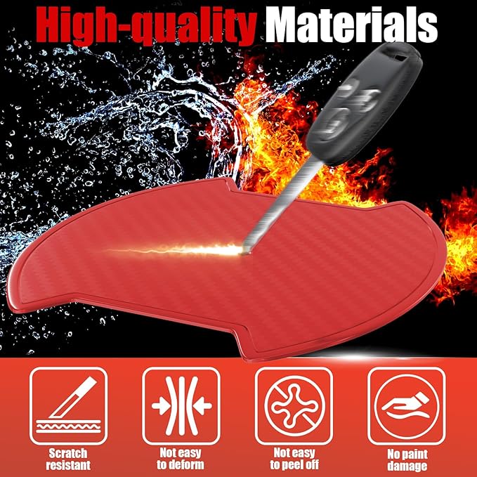 4Pcs Car Door Handle Scratch Protector Sticker, Universal Carbon Fiber Texture Door Handle Paint Protector, Red(M)