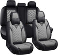 BYXN Car Seat Covers for Jeep Wrangler 2000-2026,Breathable Nappa Leather Car Seat Protector,Full Seat Cover with Pillow Automotive Seat Cushion with Airbag Compatible(5 Seats,Black-Gray)