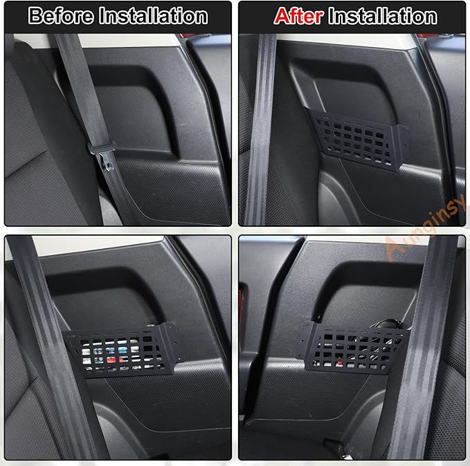 Aunginsy Rear Door Storage Pockets Box Compatible with Toyota FJ Cruiser 2007-2023 Aluminum Rear Door Side Storage Baffle Basket Bag Backseat Hanging Storage Box Trunk Organizer Expansion Accessories