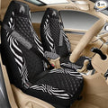 Psesaysky Zebra Black Car Seat Covers for Women Men, Car Front Seat Protector with 2 pcs Shoulder Strap Pads Cover Center Console Armrest Covers Universal Fit Most Truck SUV Van