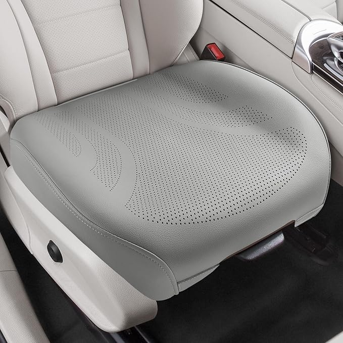 CAPITAUTO 1 Piece Seat Covers Front PU Leather Car Seat Covers, Universal Bottom Seat Covers for Cars,Full Wrapping Edge Fits 95% of car (Gray)