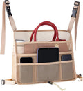 eing Car Net Pocket Handbag Holder Between Seats Back Storage Organizer 3 - Layers Purse Holder for Console Front Seat Storage Barrier, Beige